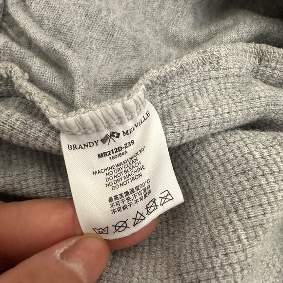 Brandy Melville Gray Waffle Knit Elastic Waist Shorts Pockets Cotton Airy Sz XS - Picture 8 of 8